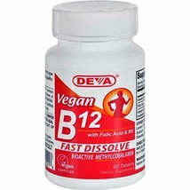 Deva Nutrition Vegan B12 Sublingual 1000 mcg with Folic Acid and B6 Not Certi... - £9.60 GBP
