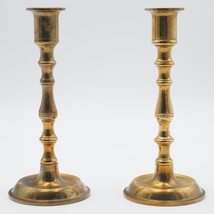 Vintage Pair of Brass Candlesticks / Candle Holders Solid 7.25&quot; H x 3.25&quot; W - £27.87 GBP