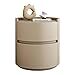 Round Leather Bedside Table, Modern Slate Top Side Table with 2 Drawers for Bedr Item image 4