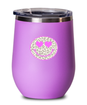 Inspirational Wine Glass Leopard Happy Face Pink-WG  - £22.33 GBP