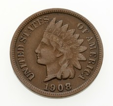 1908-S 1C Indien Cents En Fin État, Tout Marron Couleur, Transparent Lib... - $146.90