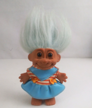 Vintage 1980&#39;s Russ Troll Doll Wearing Dress &amp; Pale Blue Hair 4&quot; Troll Doll - £9.44 GBP