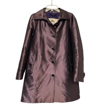 Burberry London Iridescent Plum Purple Button Front Jacket Coat Sz 14 Silk Blend - £307.50 GBP