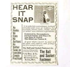 Ball And Socket Button Fastener 1897 Advertisement Victorian Fashion ADB... - $9.99