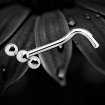 925 Sterling Silver Polished Triple Ball Nose Stud Screw Pin Sleek Jewel... - $8.14