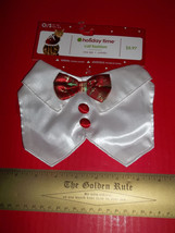 SimplyCat Pet Costume Cat Christmas Holiday Bow-Tie Fashion OSFM White Collar - £4.54 GBP
