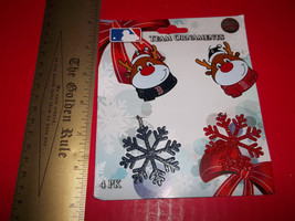 MLB Christmas Ornament Set Boston Red Sox Holiday Baseball Team Snowflak... - $5.69