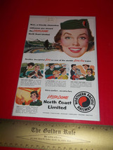 Home Treasure Railroad Train Northern Pacific Railway Friendly Stewardess Ad Art - £7.46 GBP
