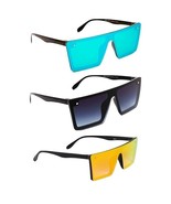 Unisex Adult Rectangular Sunglasses (Blue, Black &amp; Yellow Lens) (Medium)... - $10.39