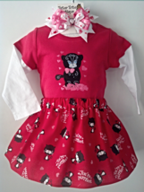 Toddler Valentine (or not) T-Shirt, Skirt, Pants &amp; Barrette - Kitty Size... - £20.41 GBP