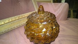 Vintage Italian Amber Glass Dish with Lid - $25.00
