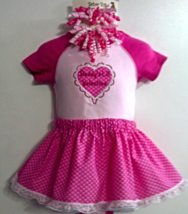 Infant Bodysuit, Skirt &amp; 2 Corker Barrettes - Daddy&#39;s Lil Valentine - Si... - $19.95