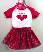 Infant Bodysuit, Skirt &amp; Barrette - Red Hearts for Valentine? - Size 18 mo - £15.62 GBP