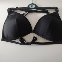 Ladies M&amp;S Black Non wired Cuff Bandeau Bikini Tie Strap Top SIZE 14 - £10.85 GBP