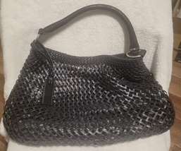 Calvin Klein Handbag Purse Black Weave Over Gold Metallic - £14.07 GBP