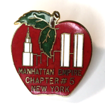Vintage Manhattan Empire Chapter 5 New York Gold Tone Enamel Lapel Pin - £7.17 GBP
