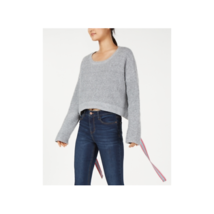 CRAVE FAME Juniors Ribbon Tie Cropped Sweater Color Grey Size X-Small - £49.25 GBP