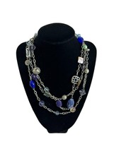 Vintage Lia Sophia Necklace Triple Strand Layered Beaded Silver Tone Faux Pearl - £14.79 GBP