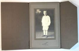 Antique Photo on Board Folder Little Boy Wearing White Rembrandt Studio Bank Bro - £13.27 GBP