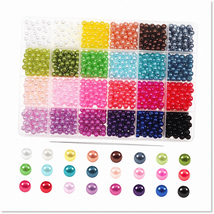 1680pcs 6mm Round Pearl Beads - 24 Colors - DIY Loose Spacer Beads for Jewelry M - £24.45 GBP