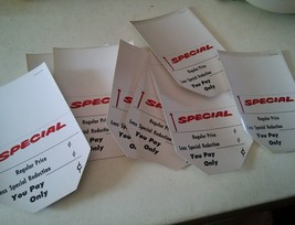 006 Department Store/Grocery Special Sale Price Hang Tag 6.5&quot; Lot of 8 V... - £9.47 GBP