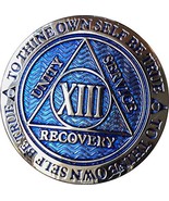 13 Year AA Medallion Dusty Blue Color Gold Plated Chip XIII - £8.86 GBP