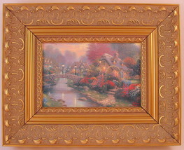 Thomas Kinkade Lamplight Bridge Framed Print Canvas Board - $34.99