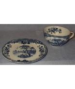 Vintage Japan Blue Normandy Cup and Saucer - £15.68 GBP