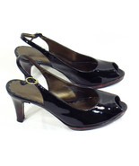 Liz Claiborne Black Patent Leather Peep Toe High Heels 6 M US Excellent - £9.57 GBP