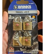 4 BRINKS HOME SECURITY BRASS TRAVEL PADLOCK LOCK WITH KEYS LOT NIP 171-2... - £9.99 GBP