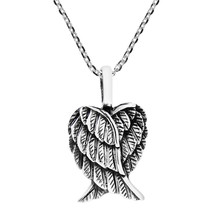 Delightful Heart-Shaped Angel Wings Sterling Silver Necklace - £21.82 GBP