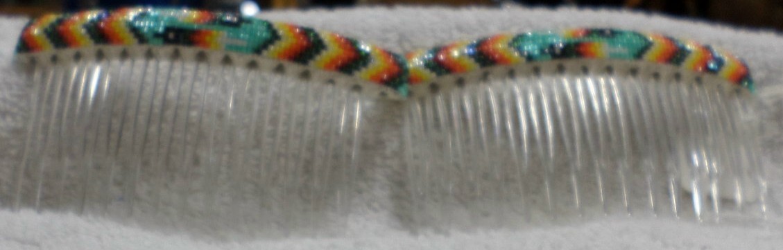 Native American Glass Cut Bead Hair Combs Regalia Hair Piece Seminole R Walker - $89.99