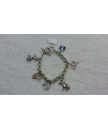BEST 8&quot; Sterling Silver Democratic 6 Charm Bracelet Donkey Flag D Politi... - $69.99