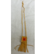 Native American Leather Medicine Prayer Bag Pouch Glass Beads Gods Eye T... - $54.84 CAD