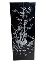 VTG Mother Of Pearl Wall Panel Decor Asian Roster Chicken Hen Chicks Bamboo - £55.01 GBP