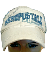 Vintage aeropostale no. 987 distressed white and blue hat S/M size - $22.86 CAD