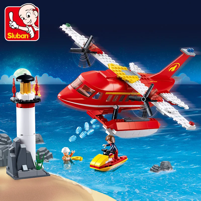 Sluban Building Block Toys Fire Control B0629 Fire Fighting Seaplane 348PCS - £33.60 GBP