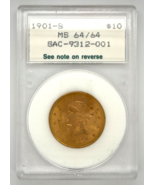 1901-S U.s. Gold Liberty Choice Uncirculated Slabbed by NCI With COA - $45,069.65 MXN