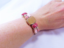 QVC Pink Drusy Multi-Gemstone Sterling Silver Cuff Bracelet - £83.62 GBP