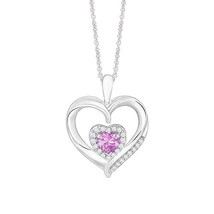 5mm Heart-Shape Lab Created Pink Sapphire Round Moissanite Diamond Doubl... - $52.00