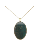 14k Yellow Gold Genuine Natural Bloodstone Pendant Necklace Jewelry (#J7... - €345,82 EUR