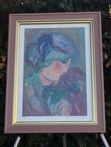 Barbara A Wood Hand Signed Abstract Vintage Framed Serigraph &quot;Wildflowers&quot; W Coa - £470.84 GBP