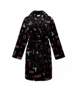 Wicked Girls Glinda and Elphaba Motifs Black Plush Soft Fleece Bathrobe,... - $34.99