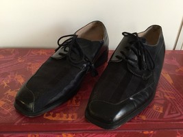 Giorgio Brutini Black Fabric/Leather SQUARE-TOE Oxford Dress Shoes Sz 8M #812131 - £7.70 GBP