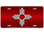 New Mexico Zia Inspired Art White on Red FLAT Aluminum Novelty License T... - £14.38 GBP