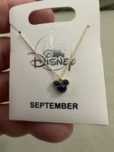 Disney Parks Mickey Mouse Faux Sapphire September Birthstone Necklace Gold Color image 5