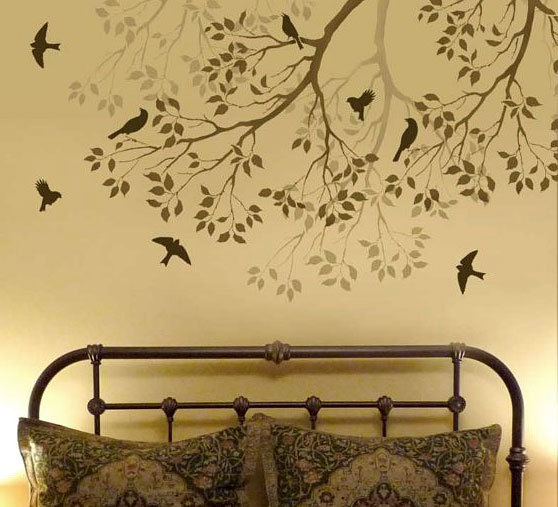 Wall Stencil Spring Songbirds, DIY Reusable stencils better than decal - £31.42 GBP
