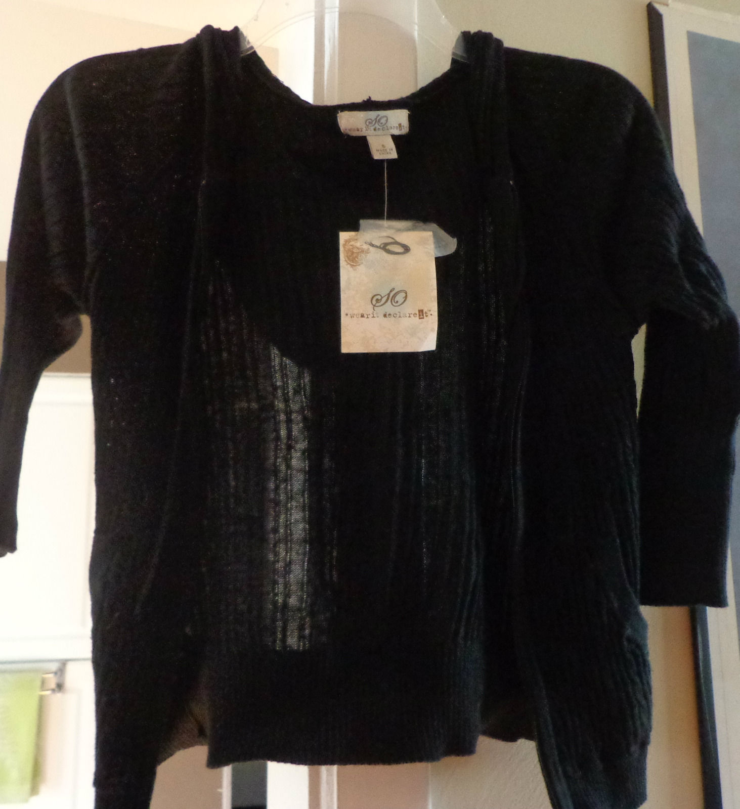 NWT Social Occasions Cotton Solid Black Shrug Hoodie Size Small / S - $4.00
