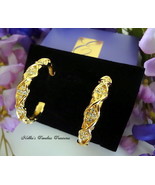 Vintage Avon Elizabeth Taylor Large Gold Hoop Pave Crystal Rhinestone Ea... - $125.00
