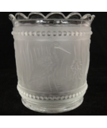 Vintage Clear Glass Spooner Open Sugar Embossed Shorebirds Reeds Scallop... - £14.84 GBP